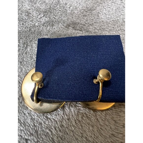 Vtg Round Gold Tone Butterfly Clip On Earrings Estate Fashion Jewelry 70s Screw - Picture 3 of 4